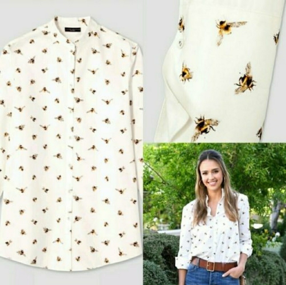 ❤❤ Bee Print Button Up Shirt